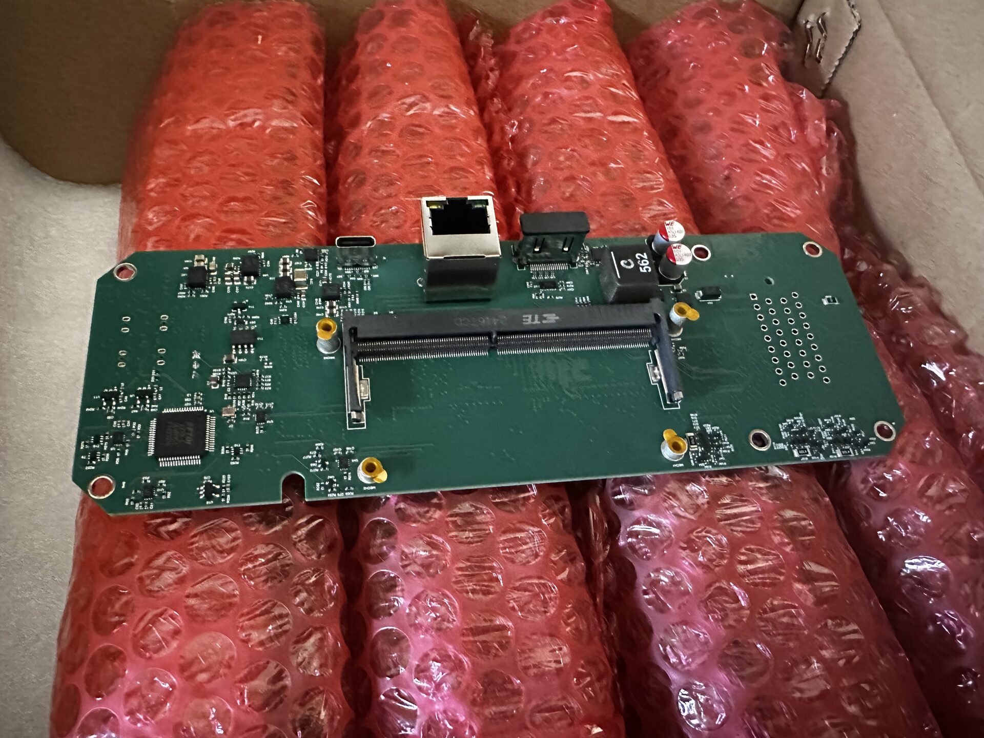Power Gauge Pro PCB board during assembly